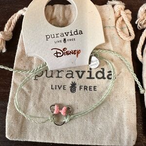 Disney Pink Polka Dot Bow Mint Braided Kids Bracelet